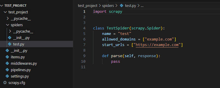 Test Spider Code Snippet