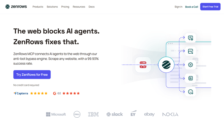 ZenRows MCP landing page.