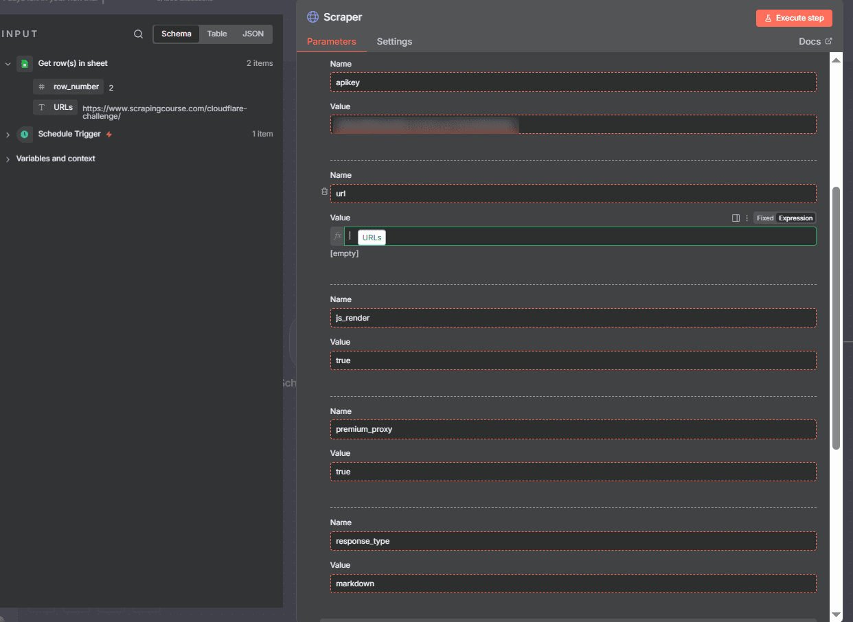 n8n HTTP request node update with sheet urls