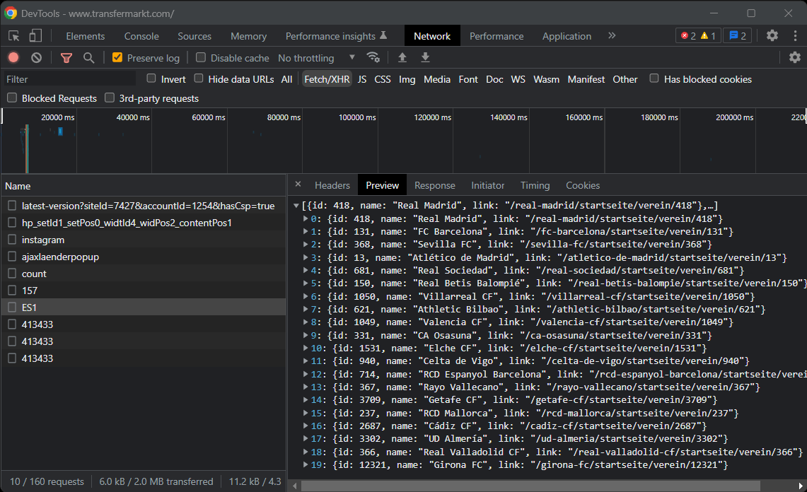 Network XHR Requests