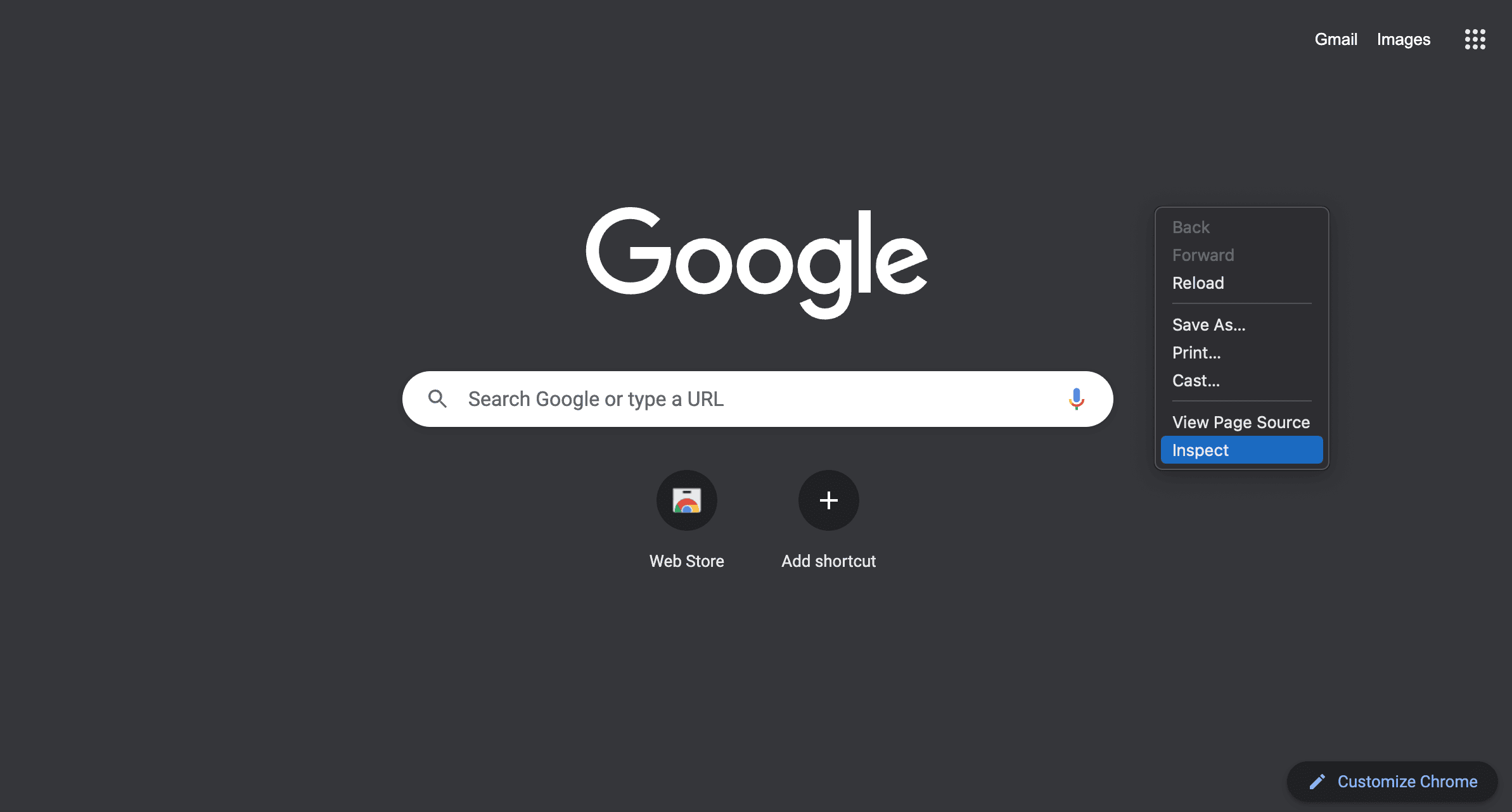 New Tab "Inspect"