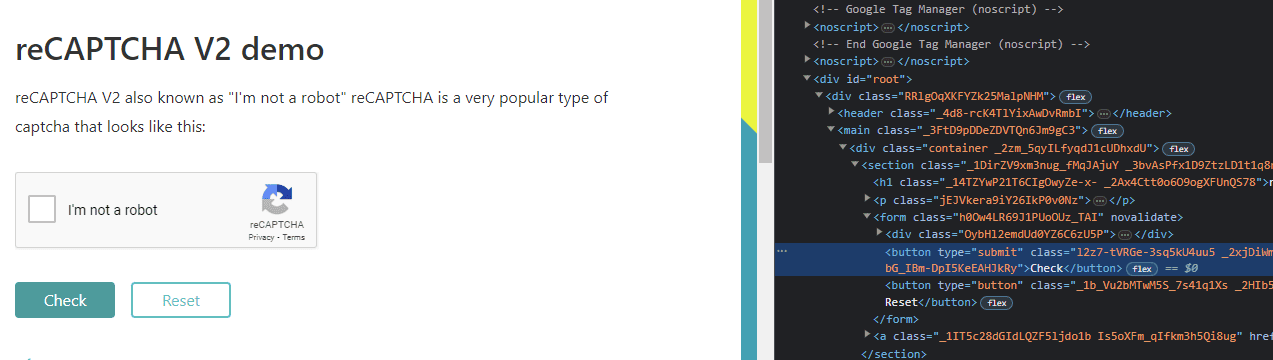 Recaptcha css selector