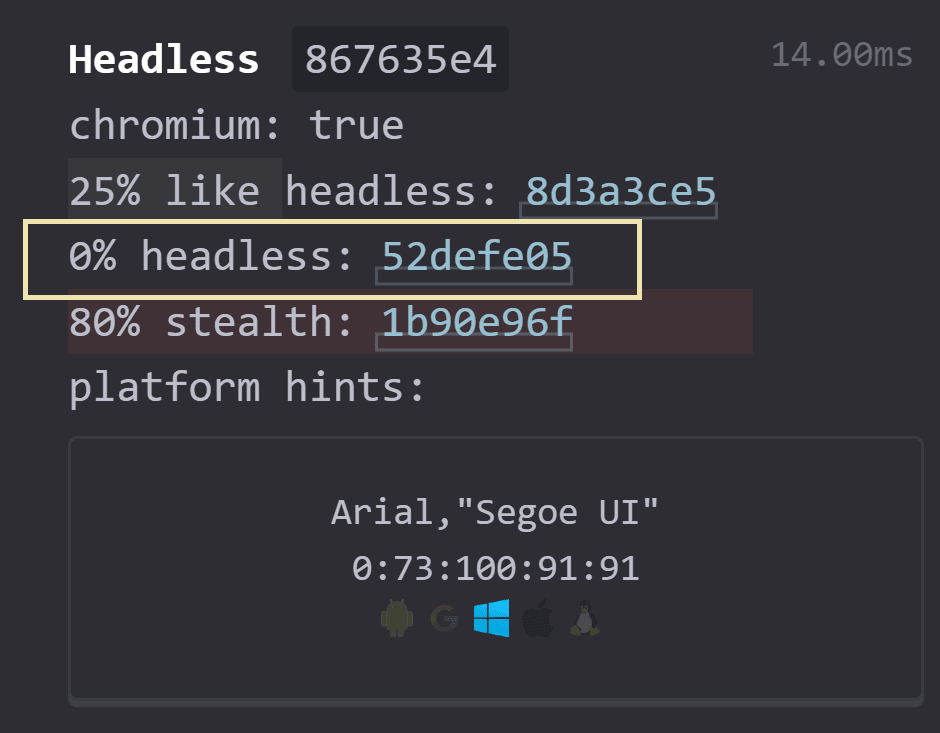 Puppeteer Stealth Headless Values