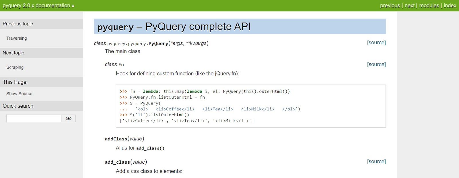 PyQuery Homepage