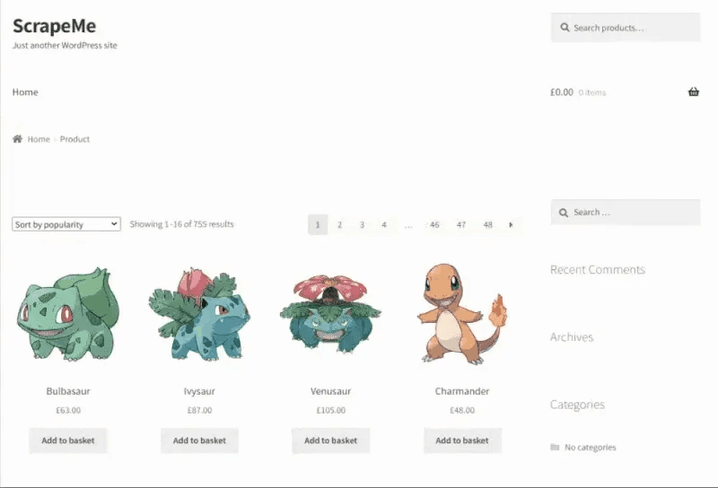 ScrapeMe Interface