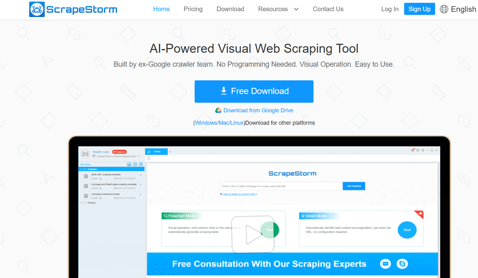 scrapestorm homepage screenshot