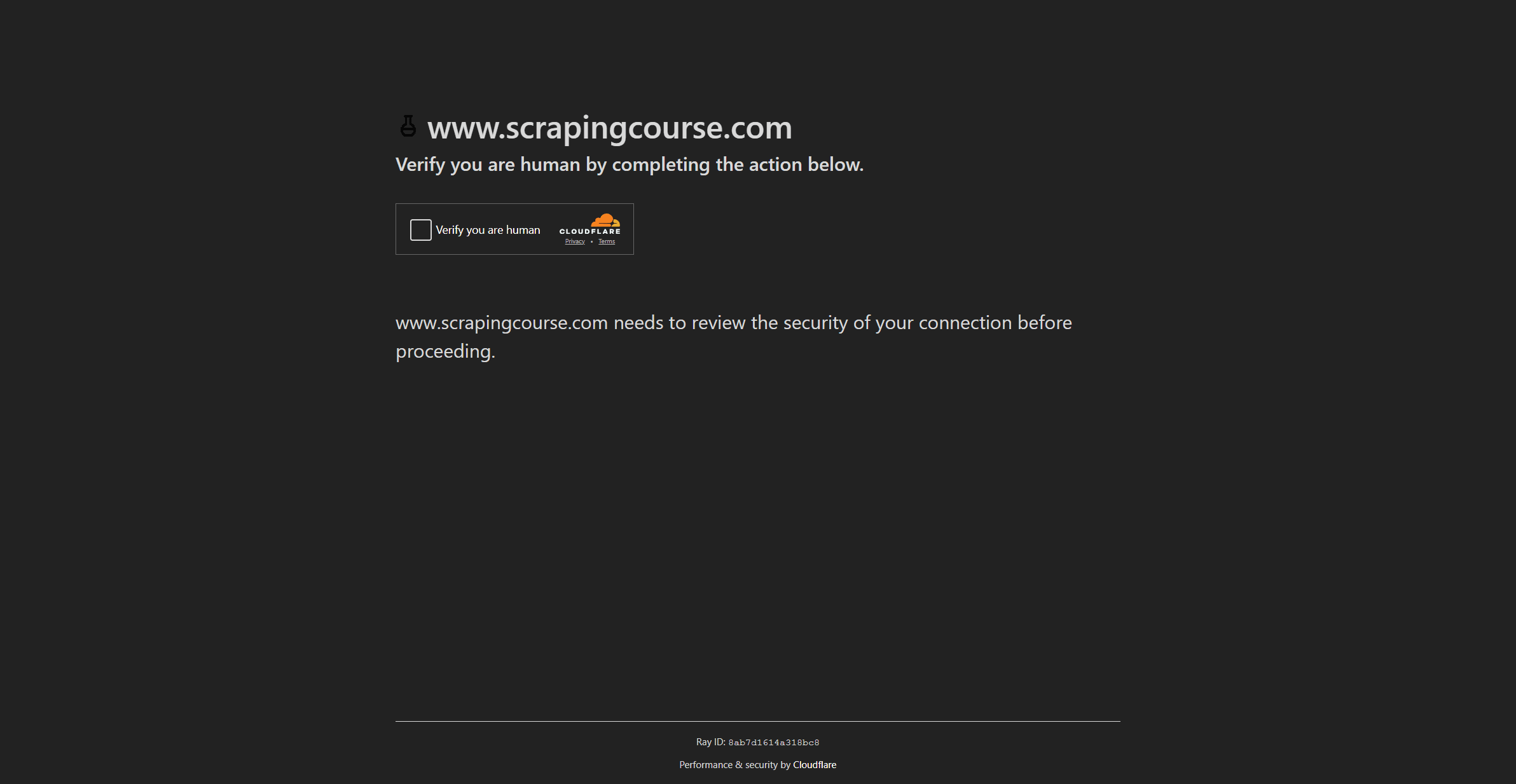 scrapingcourse cloudflare blocked screenshot