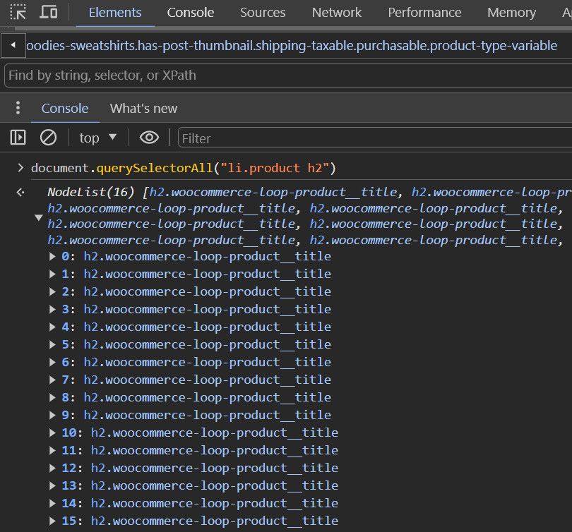 ScrapingCourse element search with queryselector