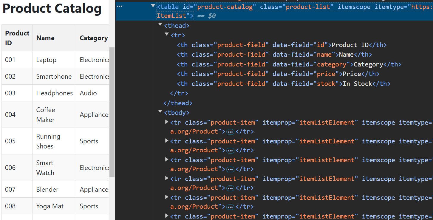 ScrapingCourse HTML Table Inspection