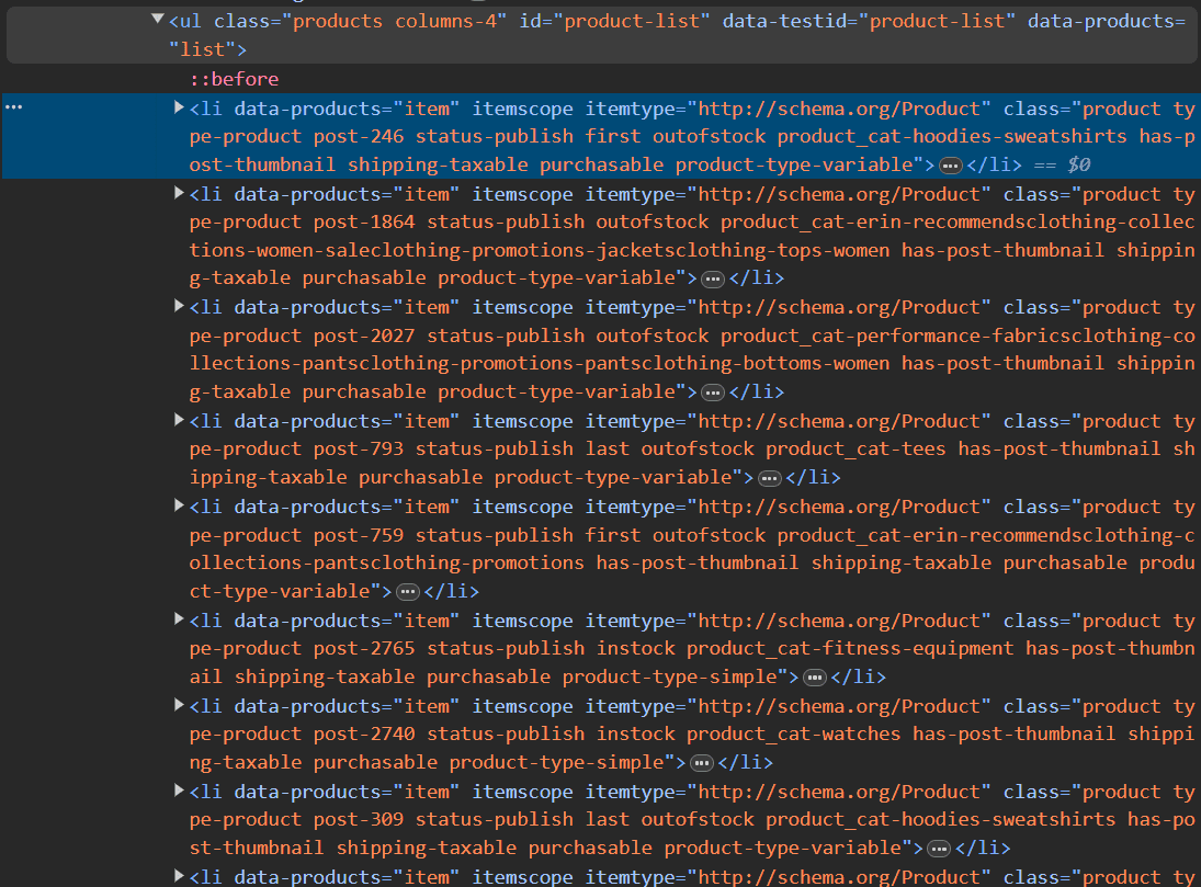 ScrapingCourse Product Containers