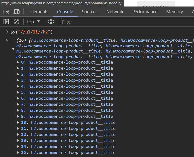 Scrapingcourse xpath search