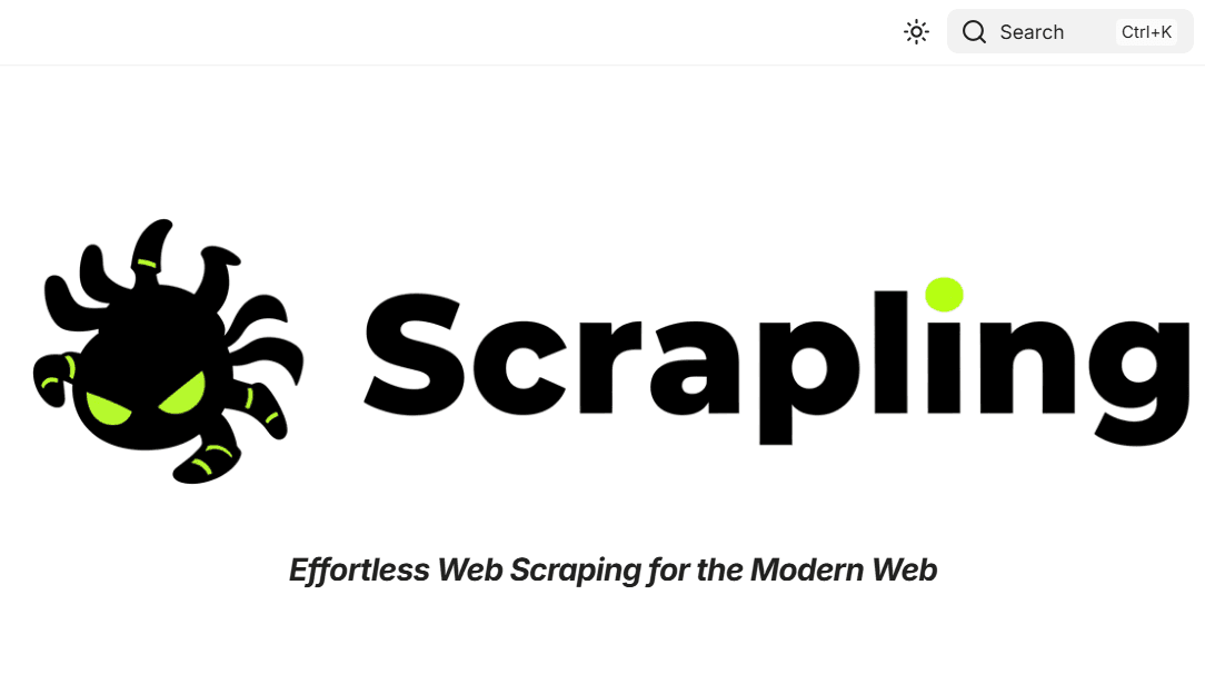 Scrapling documentation homepage.