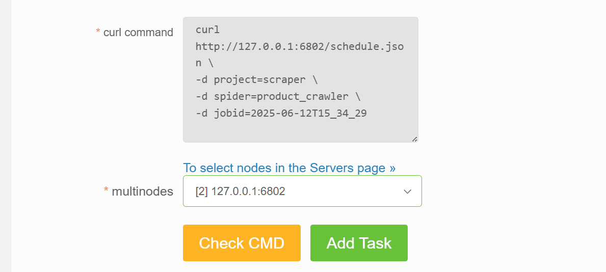 scrapyd web task schedule final step