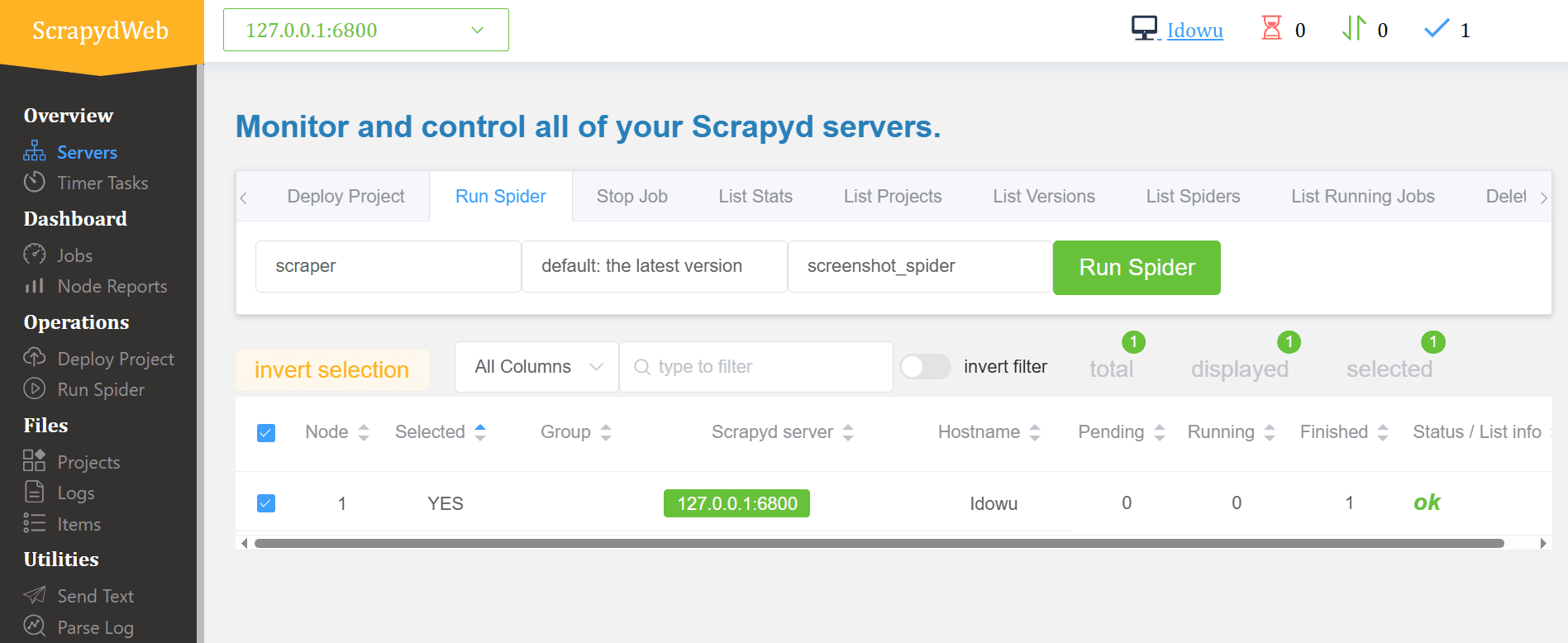 scrapydweb dashboard interface