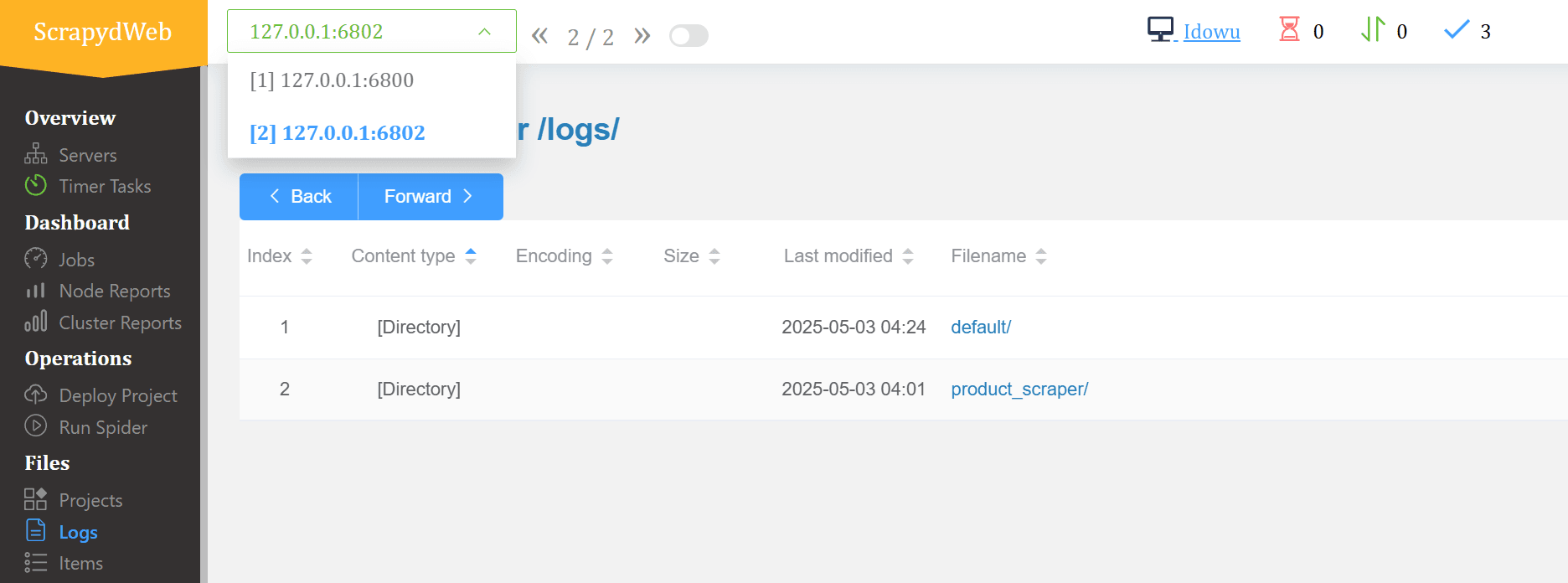scrapydweb logs