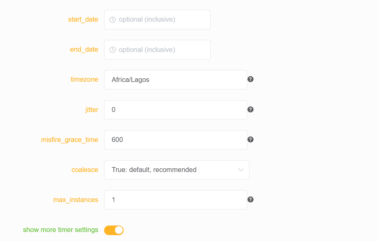 scrapydweb other time options