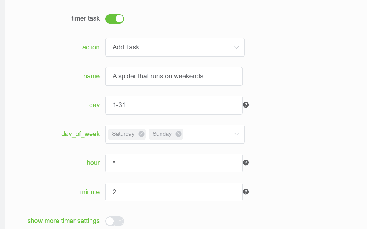 scrapydweb timer settings