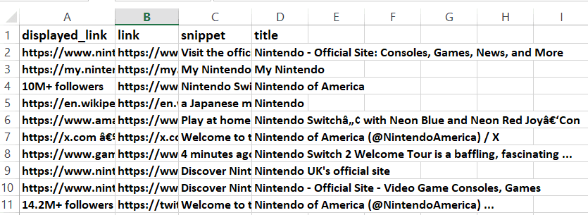 SERP RESULTS CSV