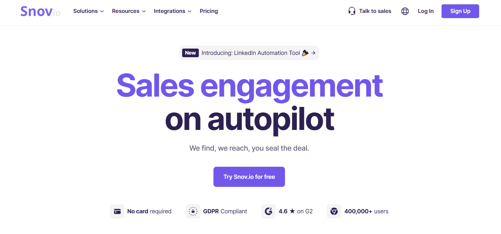 Snow.io's homepage