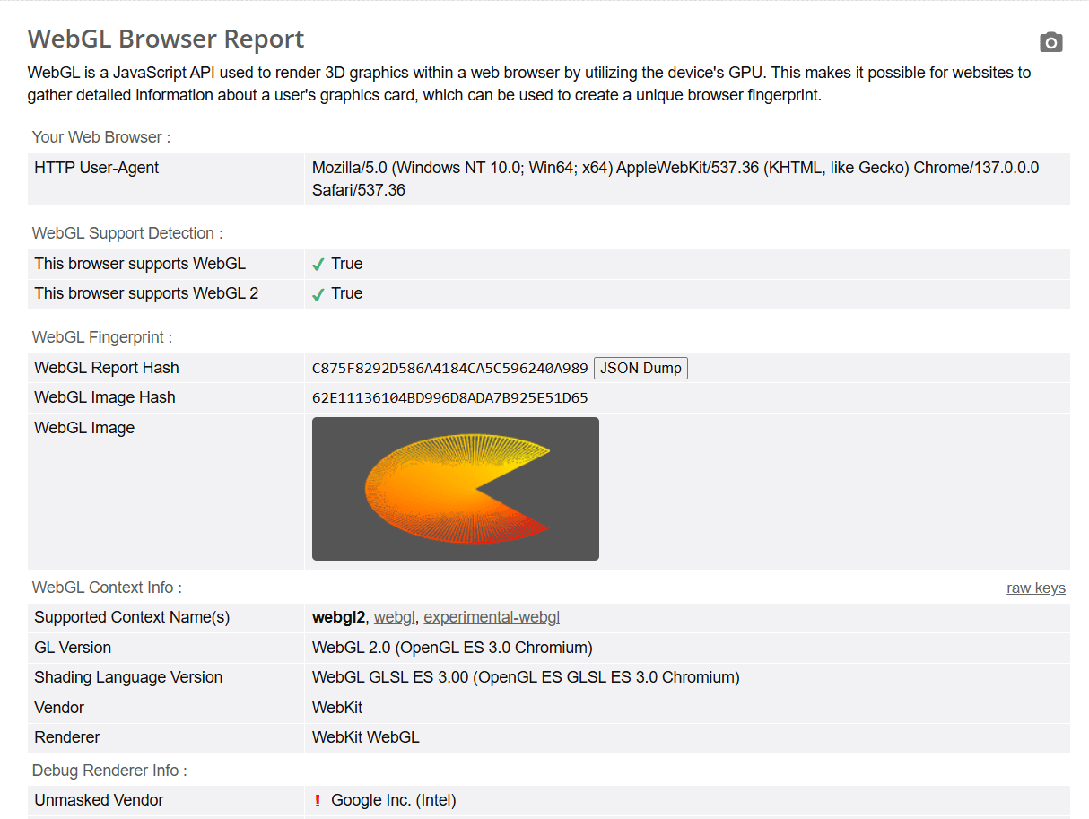 webgl fingerprint browserleaks example screenshot