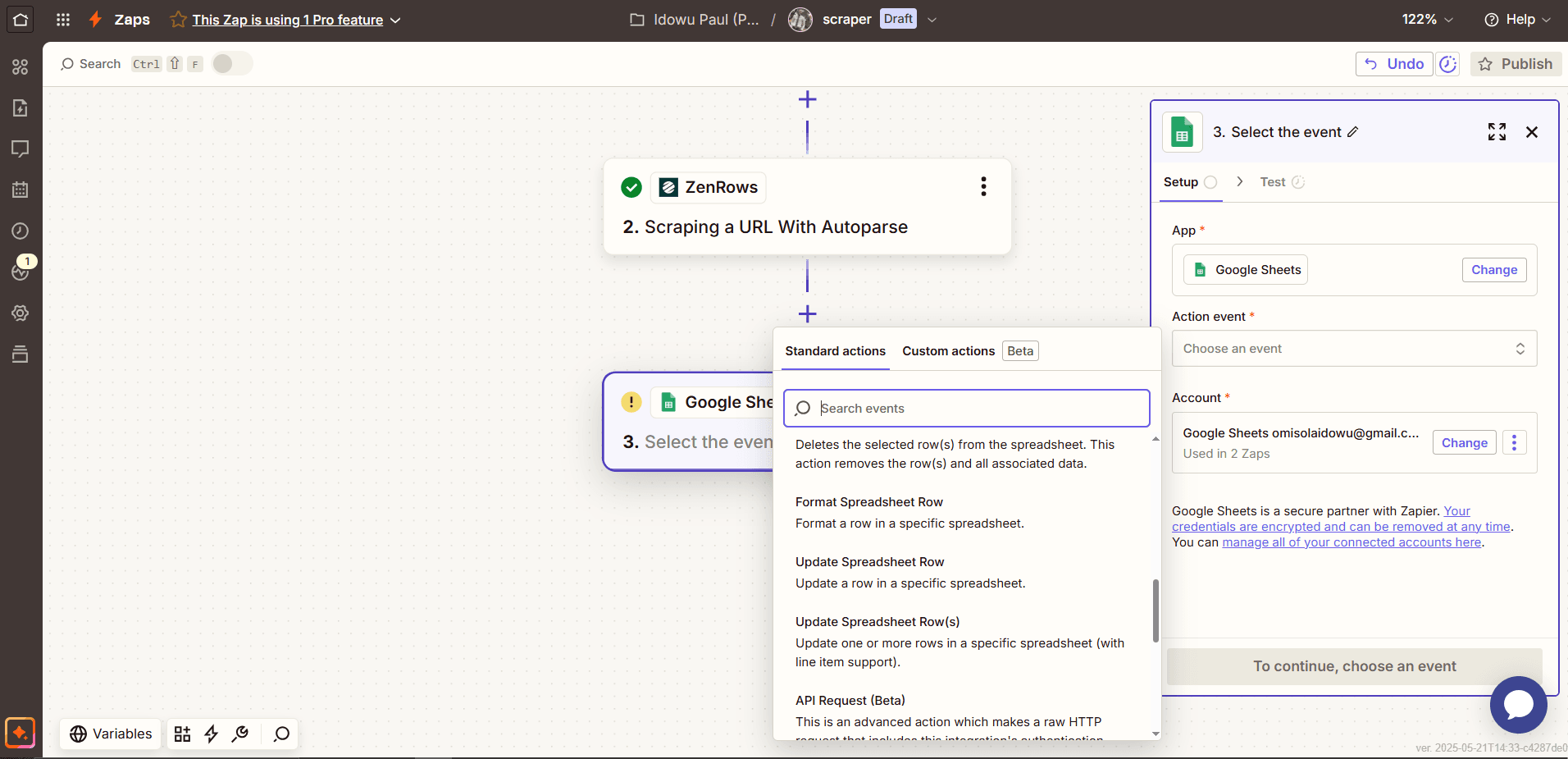 zapier-google-sheets-connection