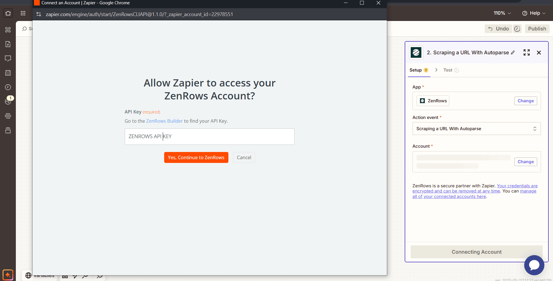 zapier-zenrows-connection