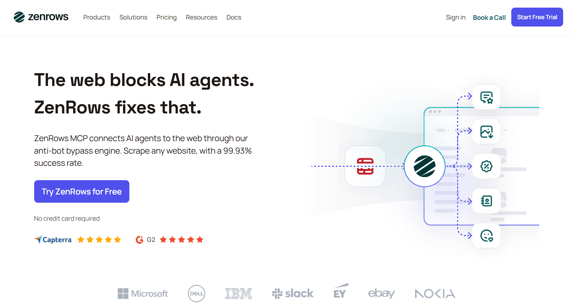 ZenRows MCP landing page.
