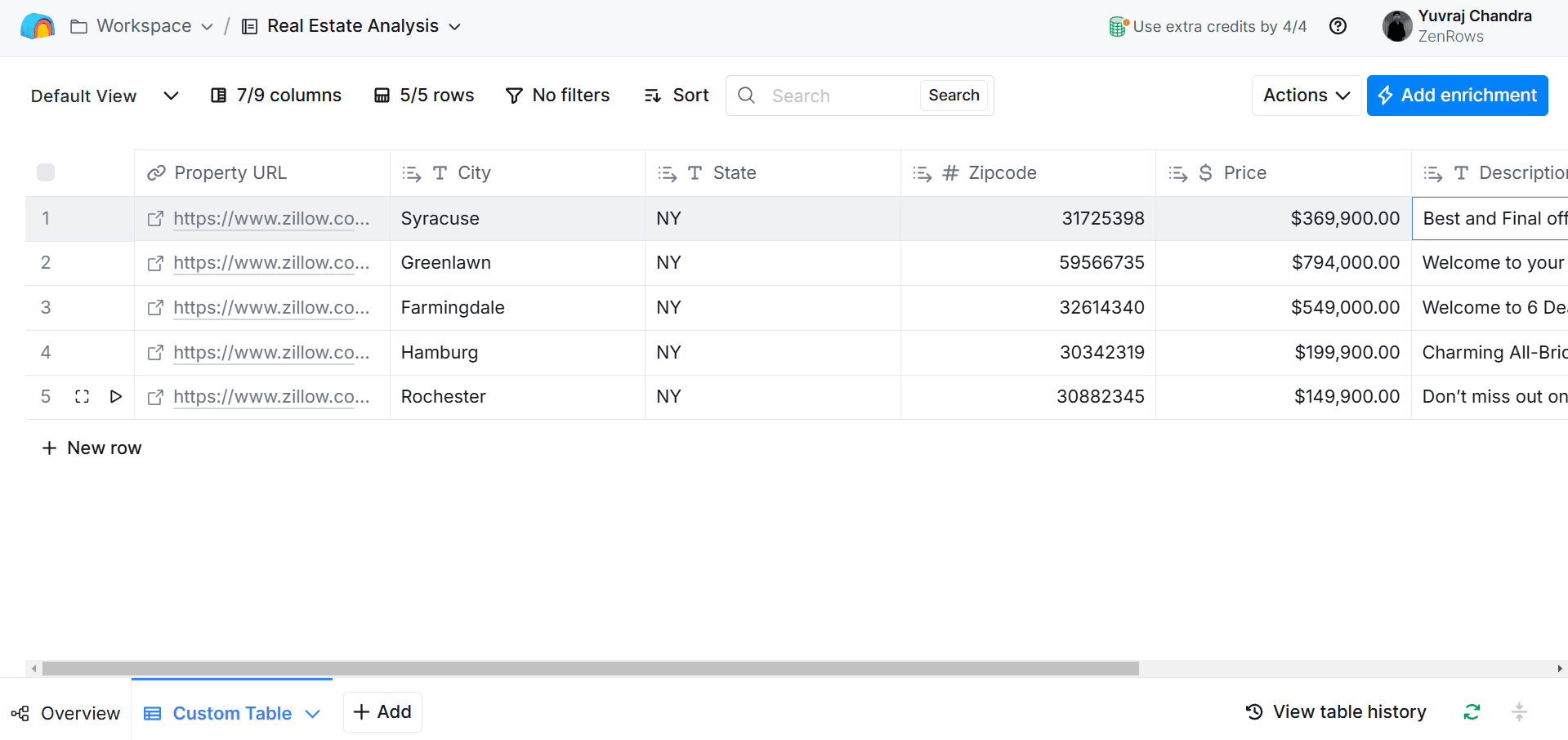 zillow scraping on clay using zenrows